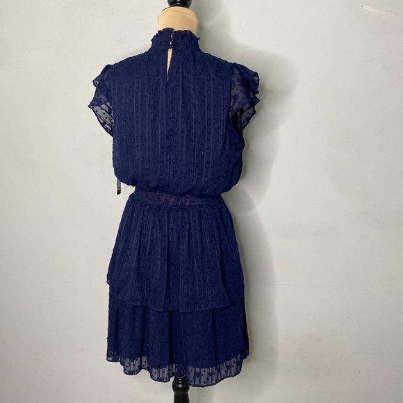 NWT BCX Juniors' Smocked Swiss-Dot Dress Cottage Chic Navy Blue Size XL - Picture 3 of 10